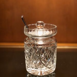 Waterford jam jar, lid & spoon